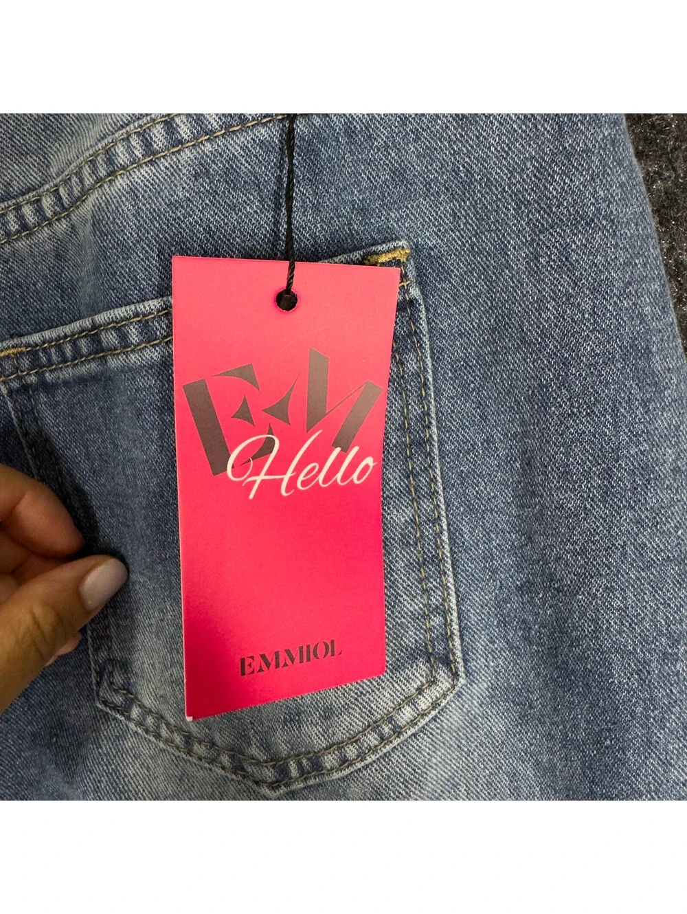 New Emmiol Jeans Women M Medium Blue Denim Medium Wash High Rise Wide Leg